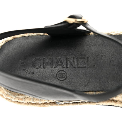 Chanel Lambskin Cap Toe CC Espadrilles Sandals 41 Black 7 of 9