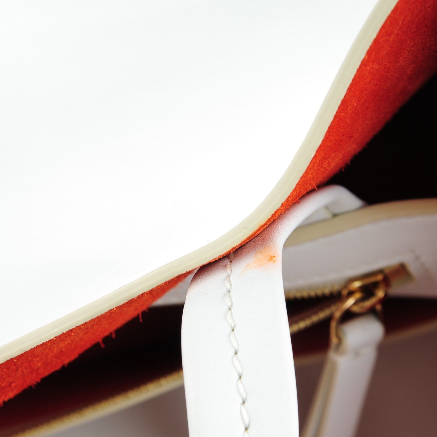 Smooth Calfskin Suede Large Phantom Luggage Bi-Cabas White Orange