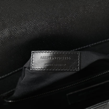 Saint Laurent Grain De Poudre Textured Mixed Matelasse Large Triquilt Monogram Monochrome Satchel Black 7 of 13
