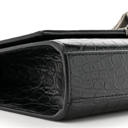 Saint Laurent Calfskin Crocodile Embossed Medium Classic Monogram Kate Tassel Satchel Black 10 of 17