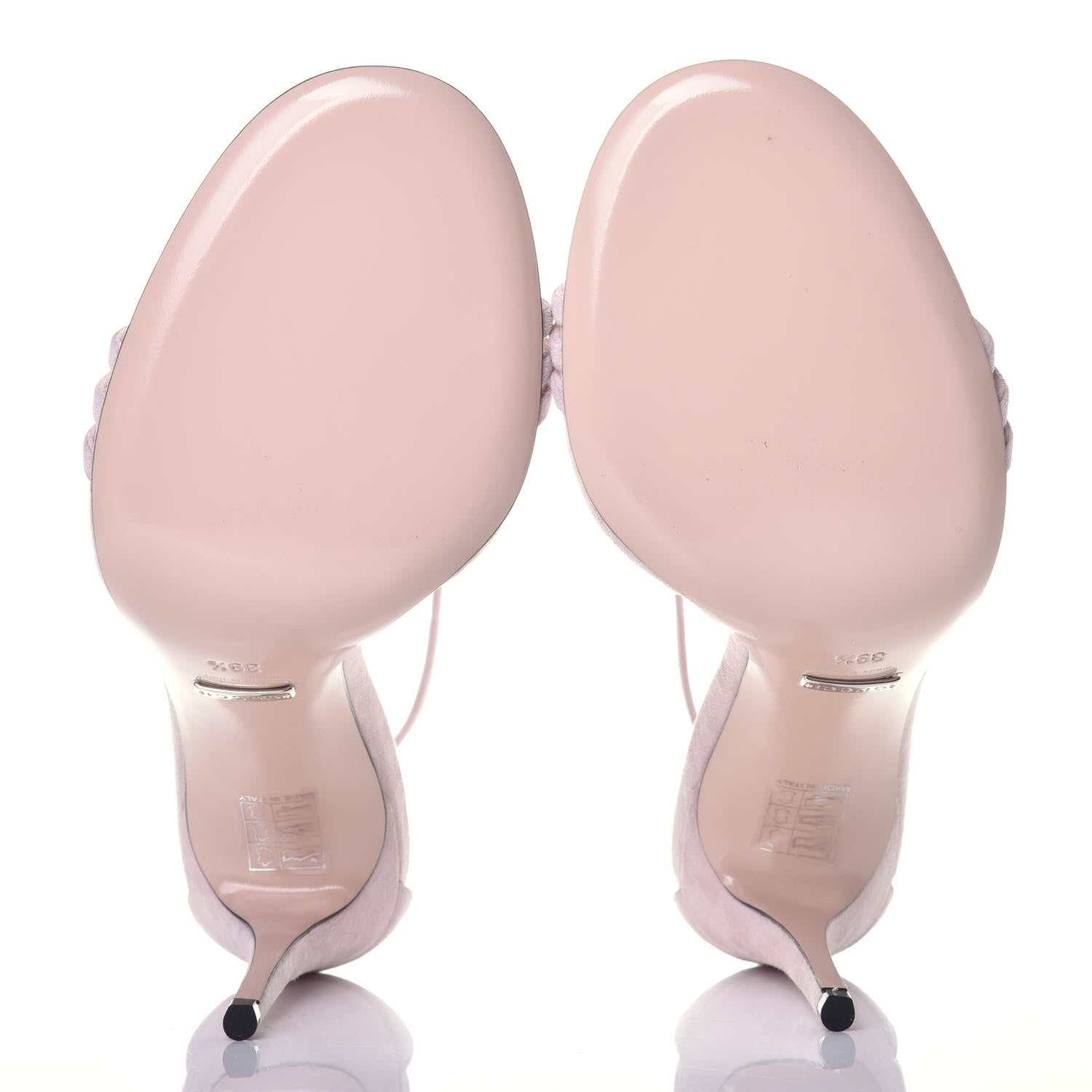 Gucci Kid Scamosciato GG Ankle Strap High Heel Sandals 39.5 Powder Pink 5 of 8