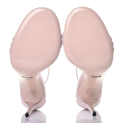 Gucci Kid Scamosciato GG Ankle Strap High Heel Sandals 39.5 Powder Pink 5 of 8