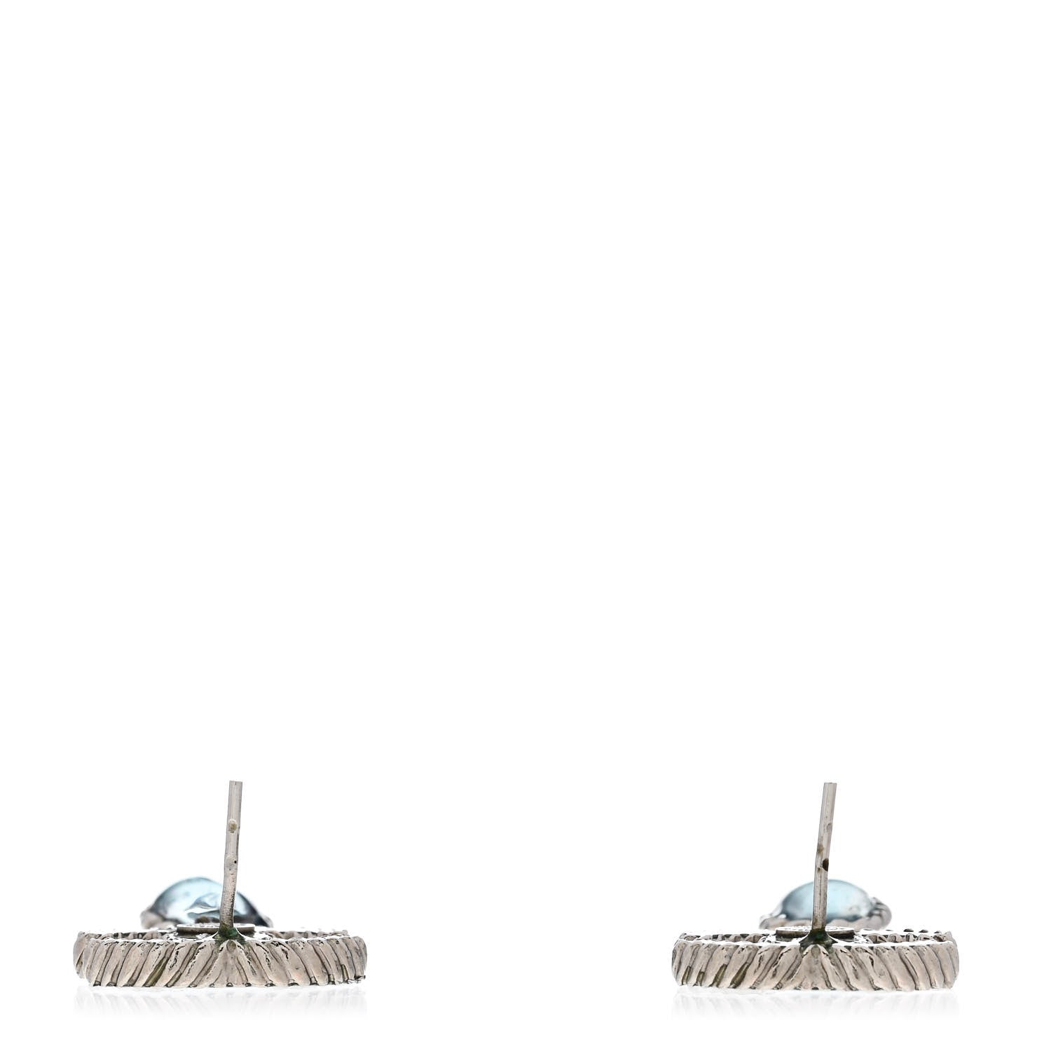 Chanel Resin CC Drop Earrings Blue Silver 3 of 4