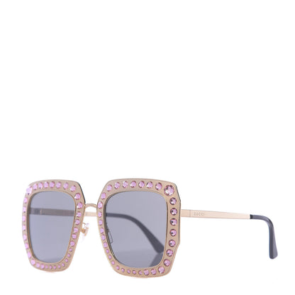 Gucci Metal Acetate Crystal Oversize GG0115S Sunglasses Gold 1 of 7