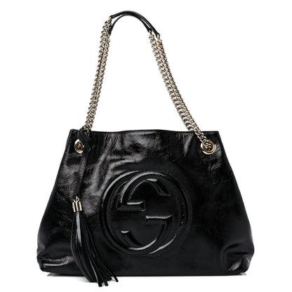 Gucci Patent Medium Soho Chain Shoulder Bag Black 1 of 16
