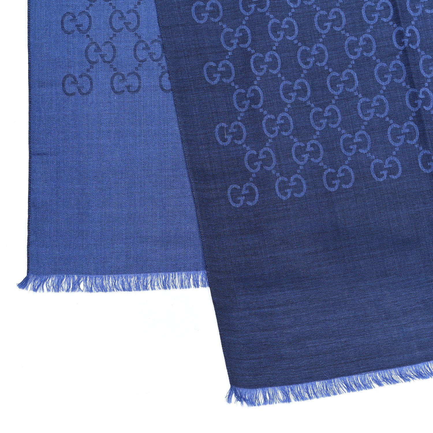 Gucci Wool Silk GG Monogram GGNat Scarf Blue 3 of 5