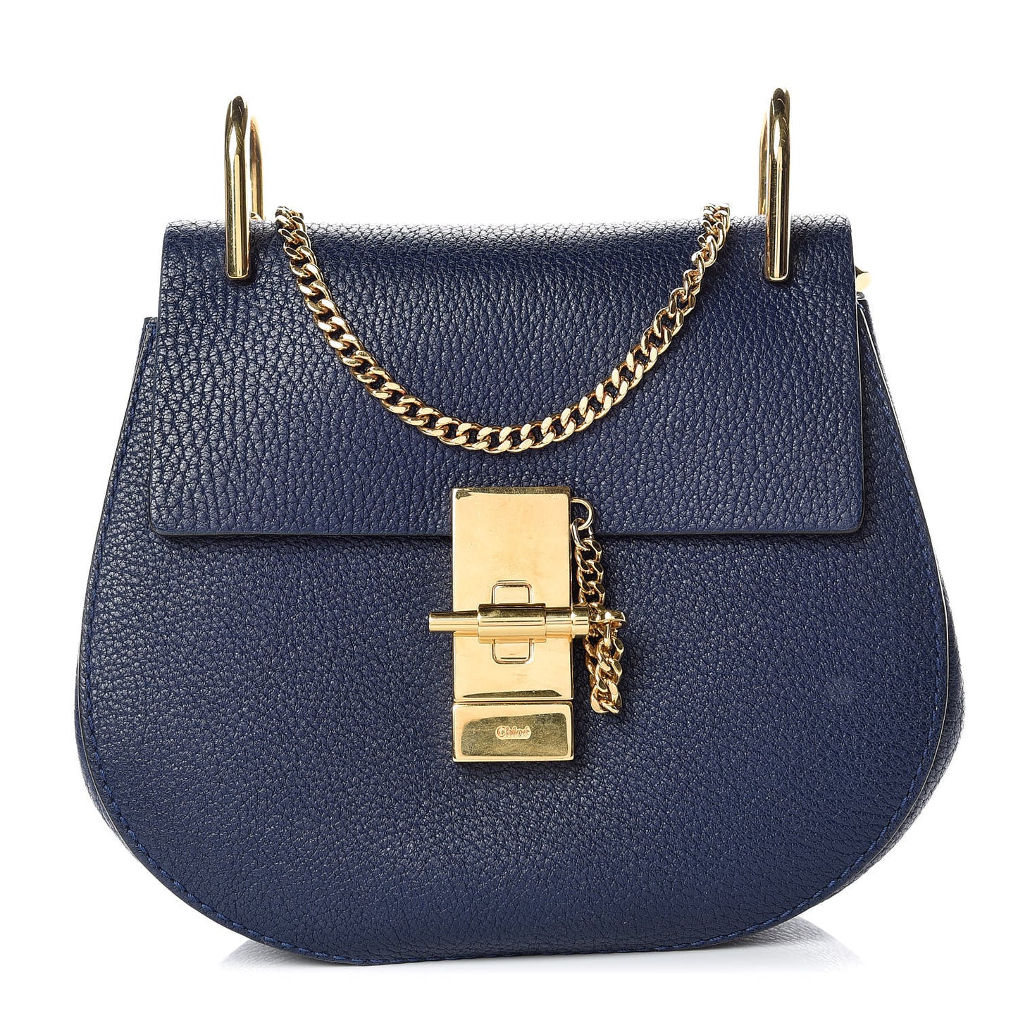 Grained Lambskin Mini Drew Shoulder Bag Royal Navy