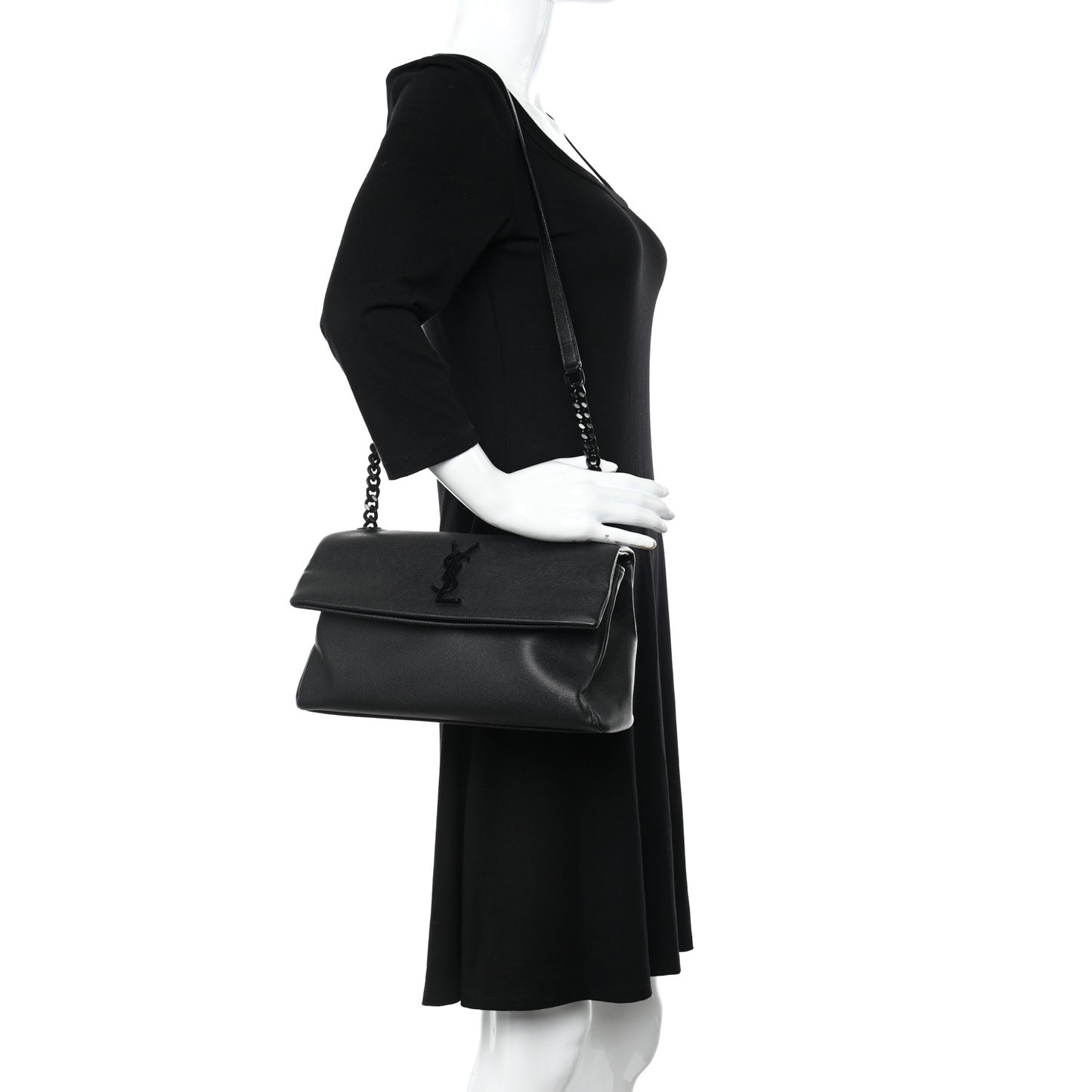 Grain De Poudre Medium West Hollywood Monogram Fold-Over Black