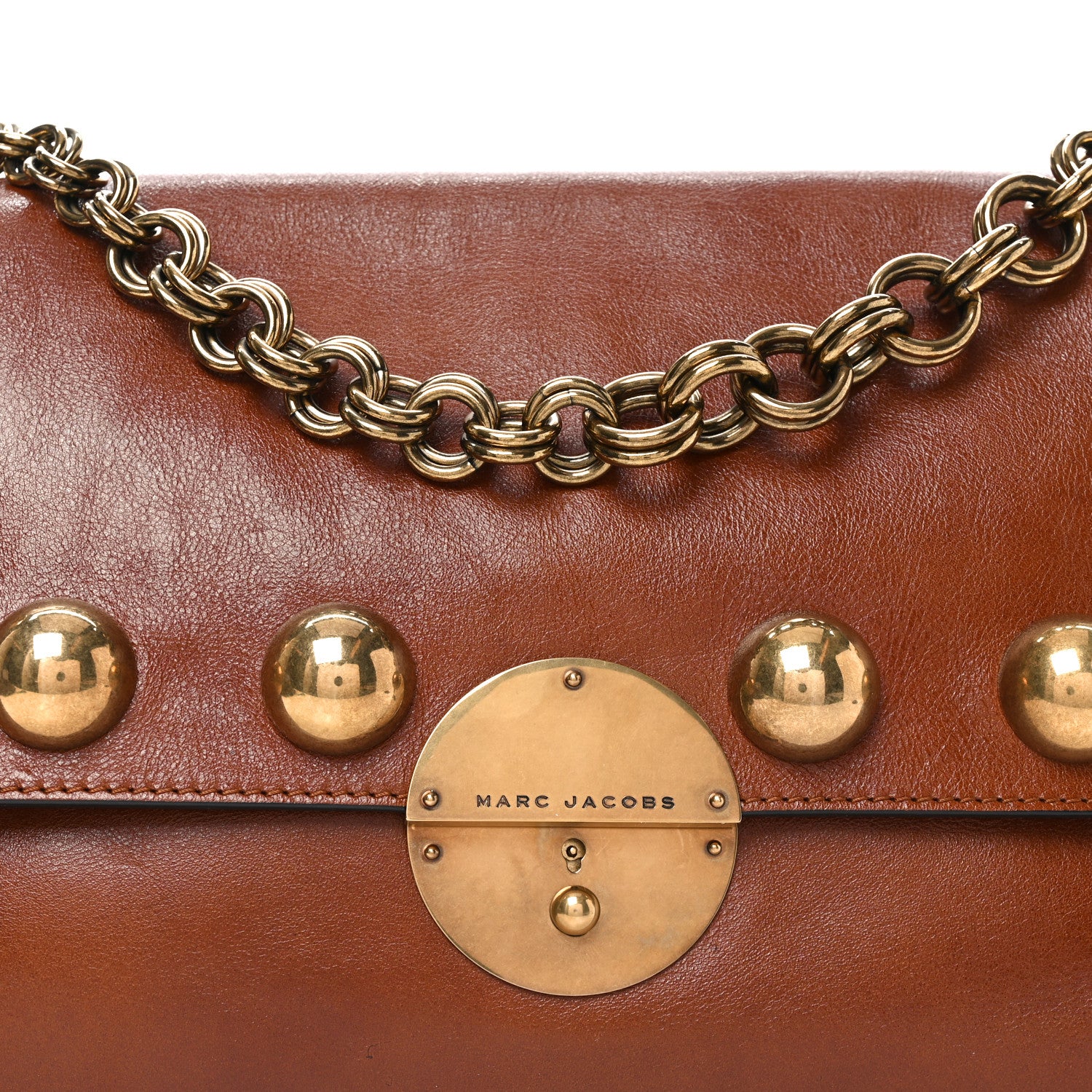 Marc Jacobs Goatskin Grommet Gotham Shoulder Bag Chestnut 7 of 9