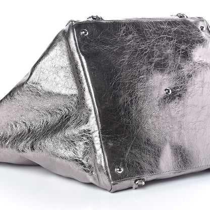 Chanel Metallic Cracked Calfskin Modern Chain Tote Dark Silver 9 of 10
