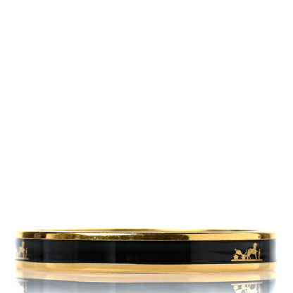 Hermes Enamel Printed Narrow Caleche Bracelet 62 Black 3 of 5