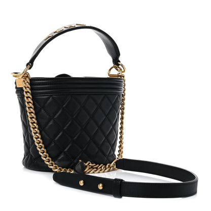 Chanel Calfskin Quilted Boy Bucket Bag Black 3 of 11