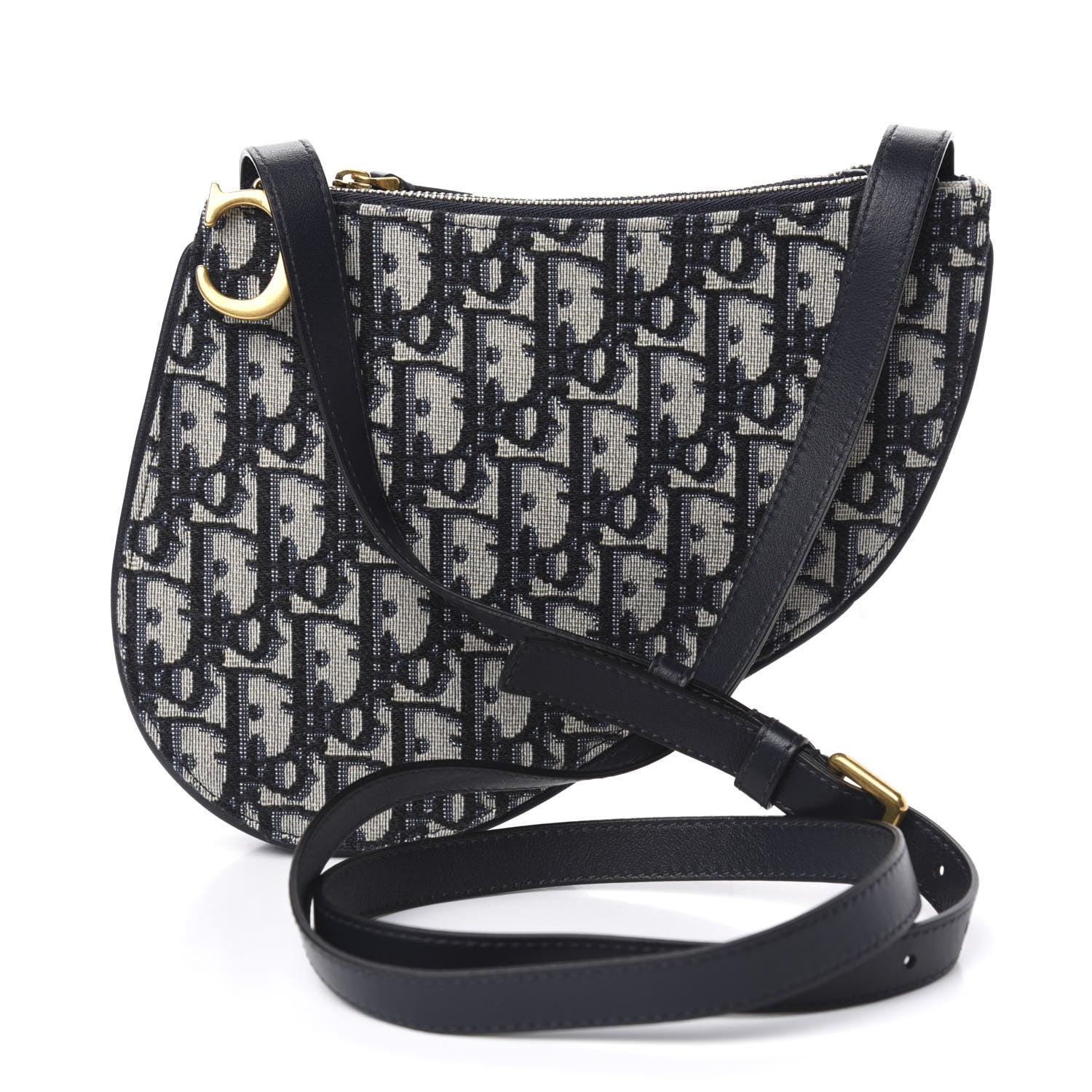 Christian Dior Oblique Saddle Pouch With Strap Navy Blue 2 of 9
