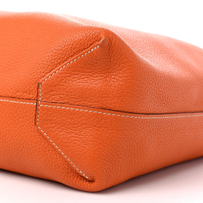 Hermes Taurillon Clemence Double Sens 45 Reversible Tote Orange Gold 16 of 17