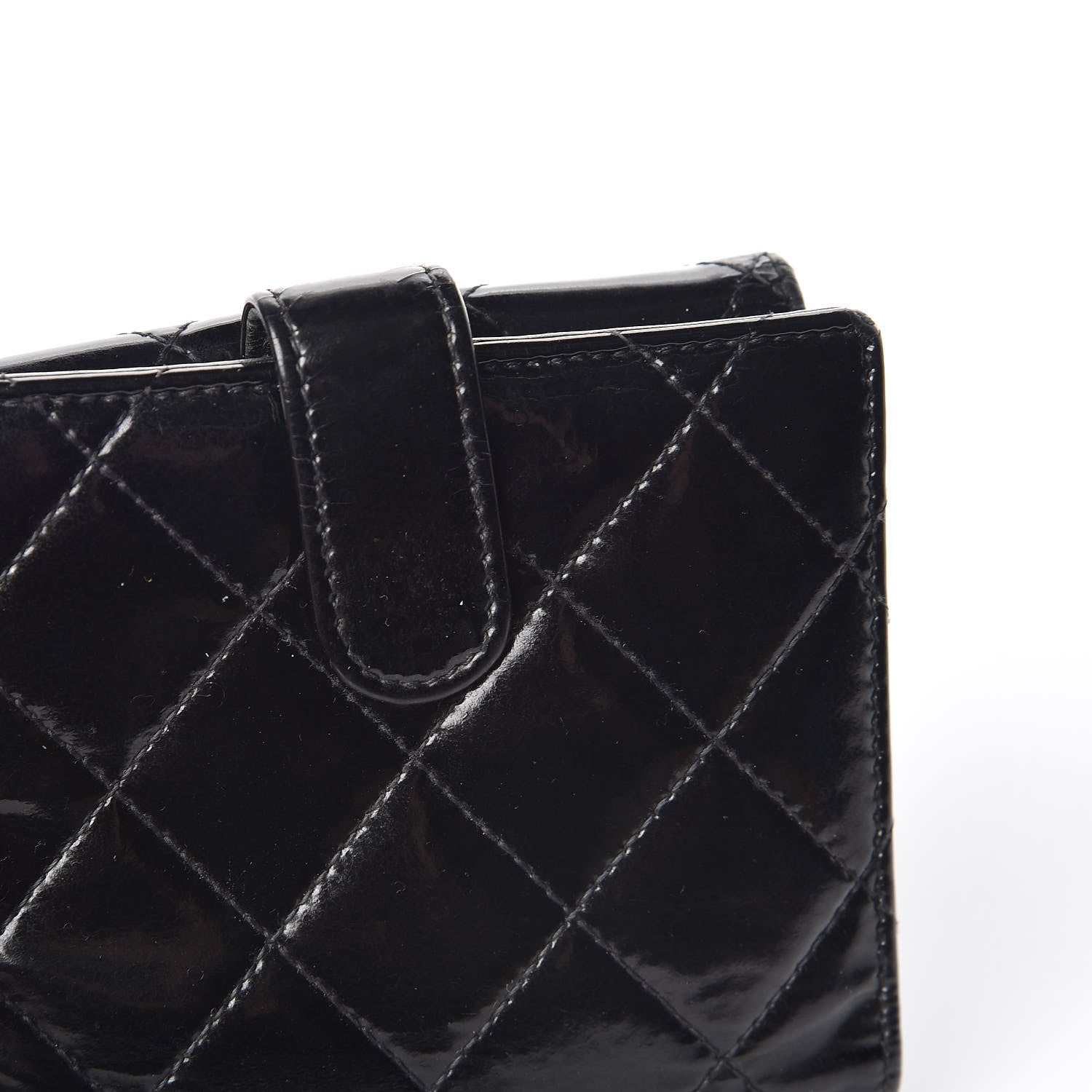 Chanel Patent Quilted Compact French Flap Wallet Black 11 of 16