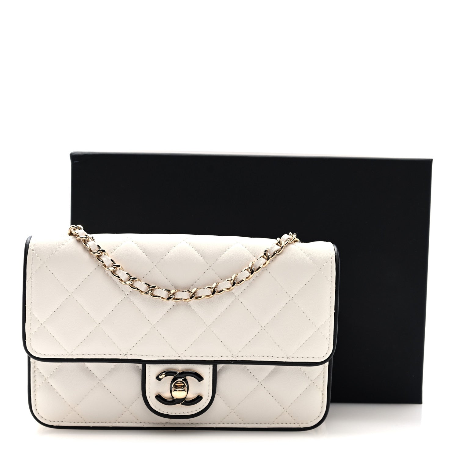 Chanel Lambskin Quilted Resin CC Mini Flap Bag White Black 11 of 11