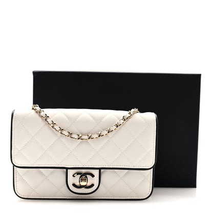 Chanel Lambskin Quilted Resin CC Mini Flap Bag White Black 11 of 11