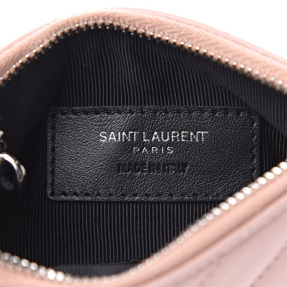 Saint Laurent Calfskin Matelasse Monogram Key Pouch Pale Pink 7 of 7
