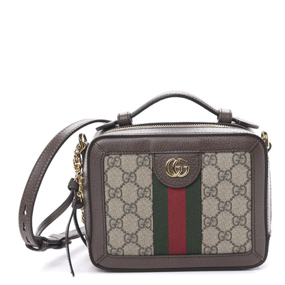 Gucci GG Supreme Monogram Mini Ophidia Top Handle Shoulder Bag Brown 1 of 10
