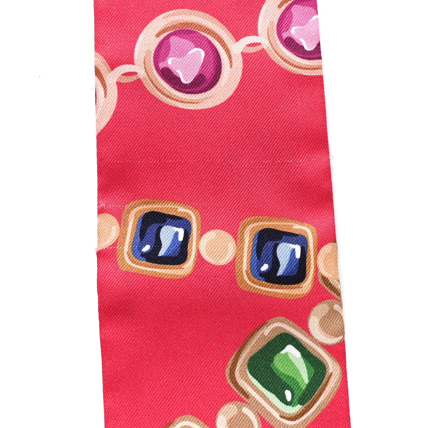 Silk Pearl CC Chain Slim Bandeau Scarf Red