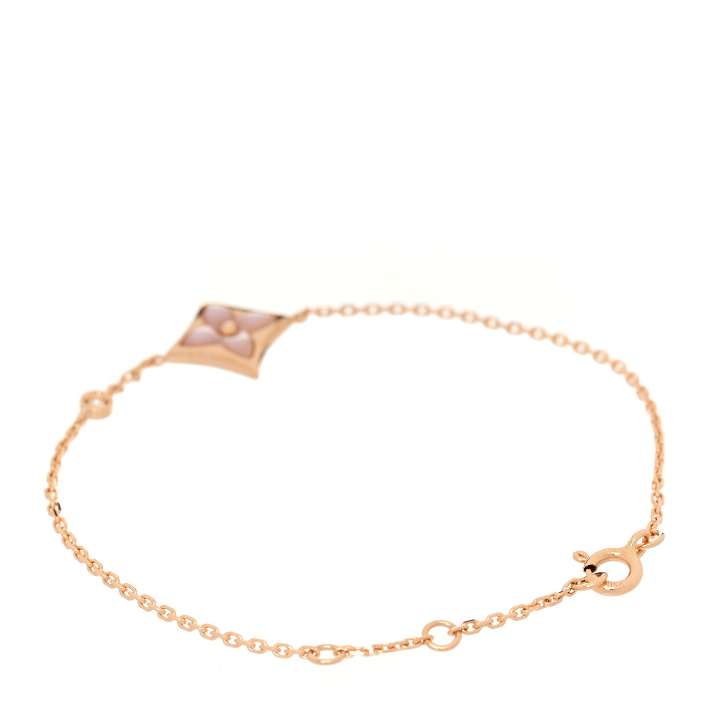 18K Pink Gold Diamond Pink Mother of Pearl Color Blossom BB Star Bracelet