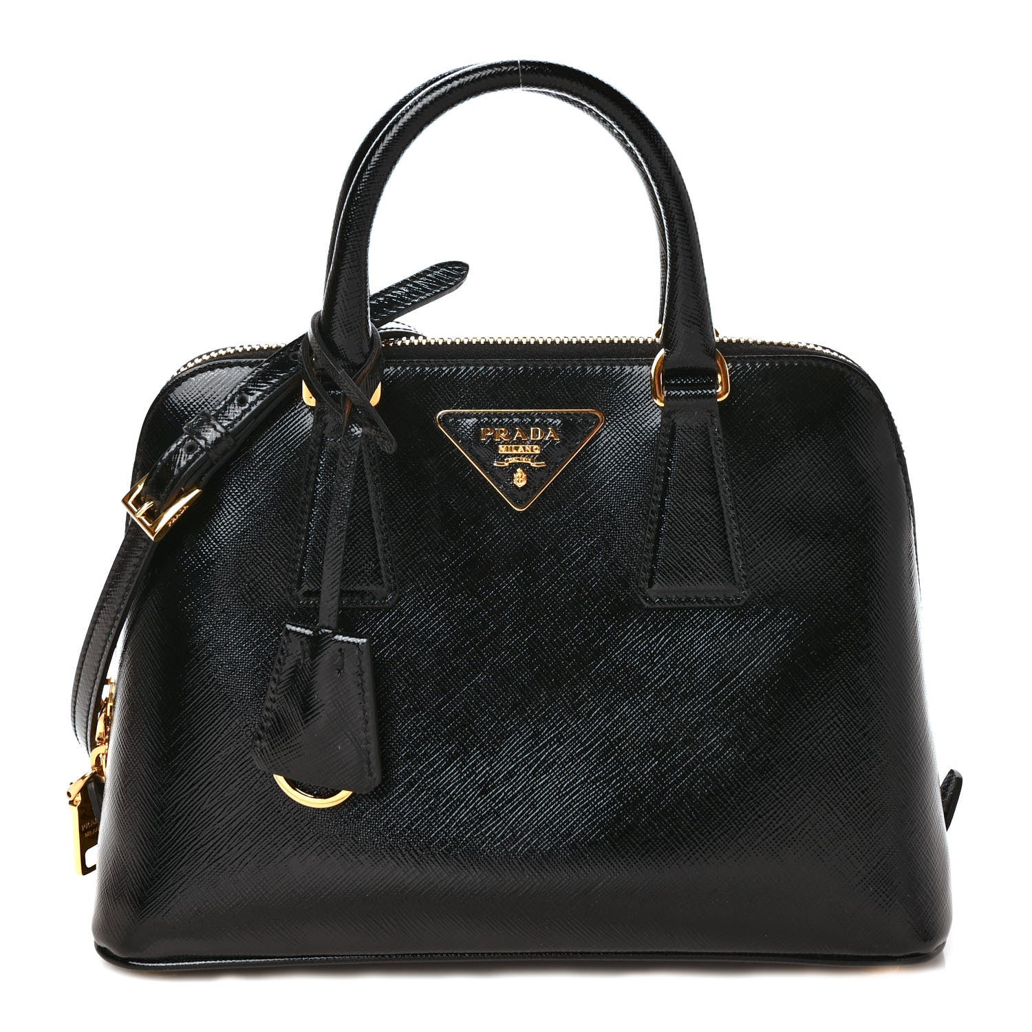 Prada Saffiano Vernice Small Promenade Tote Black 1 of 10