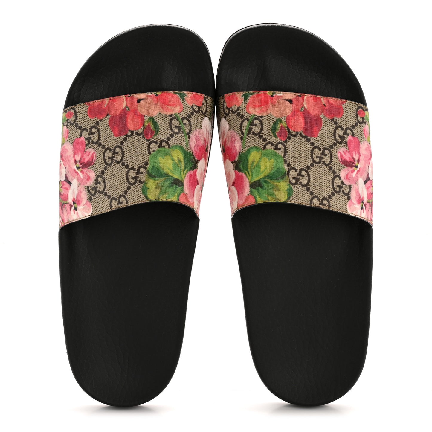 GG Supreme Monogram Blooms Slide Sandals 37 Beige Multicolor