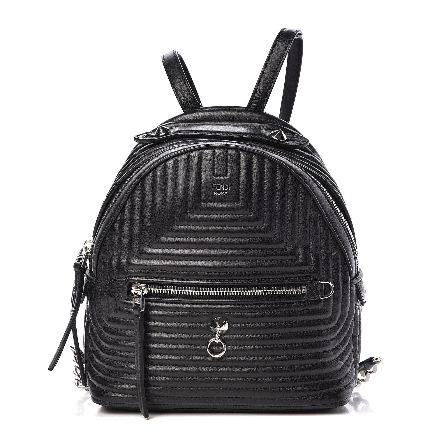 Fendi Shiny Nappa Trapuntata Mini Backpack Black 1 of 13