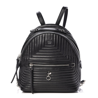 Fendi Shiny Nappa Trapuntata Mini Backpack Black 1 of 13