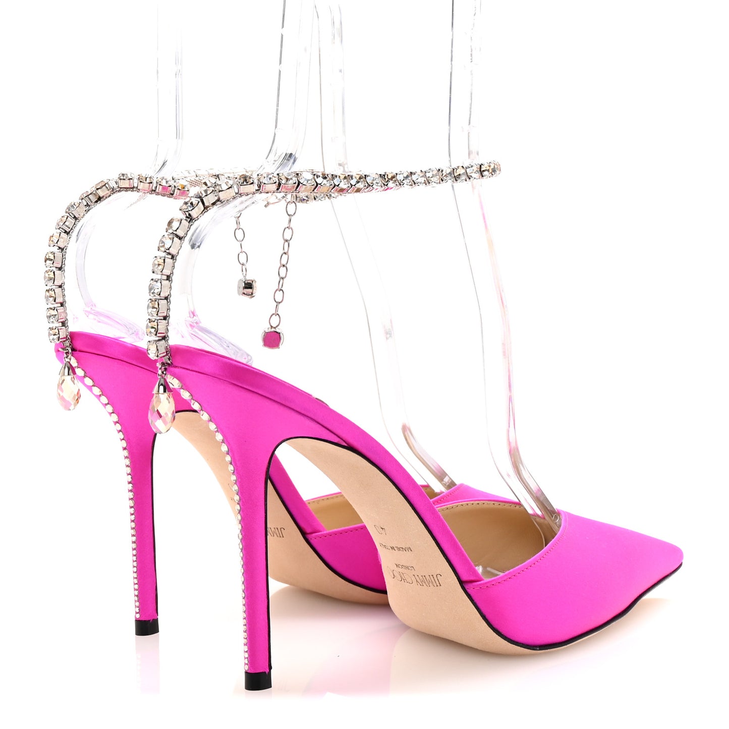 Satin Crystal Saeda 100 Pumps 40 Fuchsia