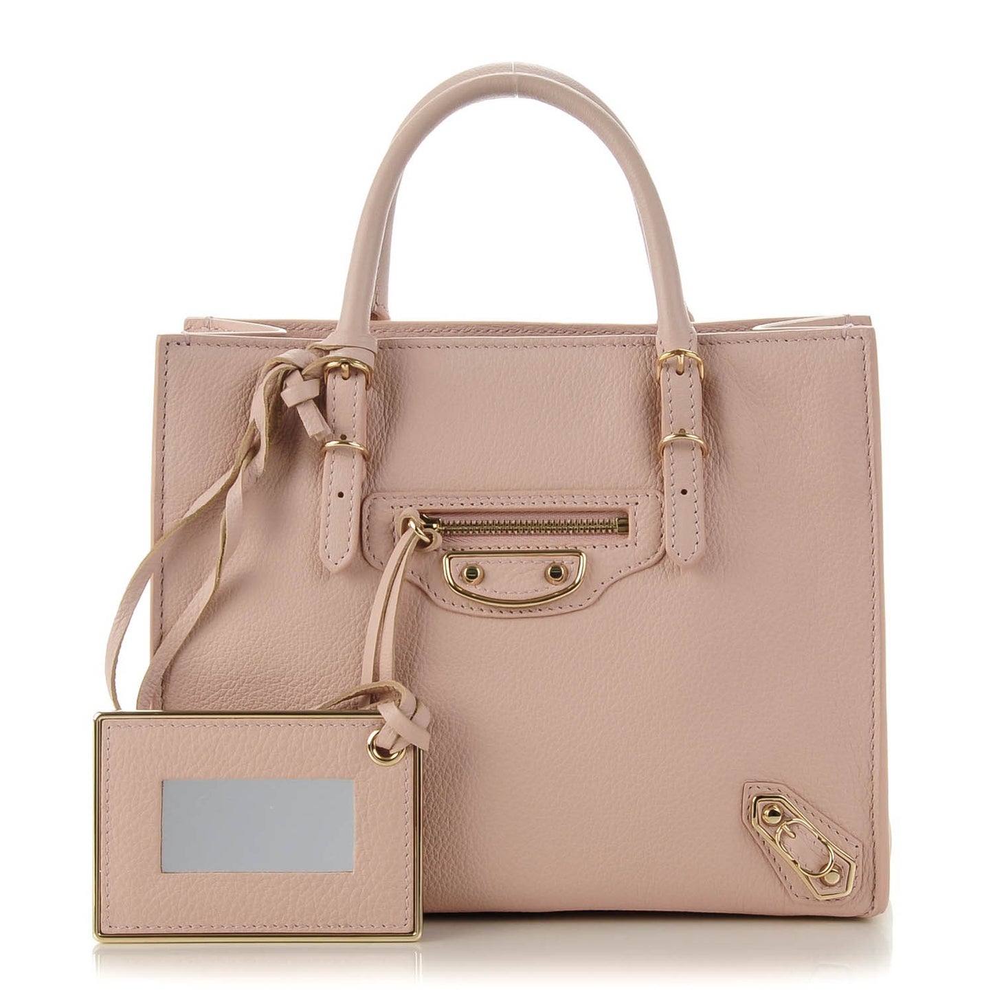 Grained Calfskin Gold Metallic Edge Hardware Papier Mini A4 Tote