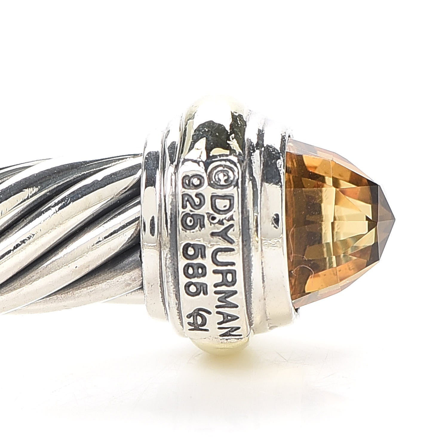 David Yurman Sterling Silver 14K Yellow Gold Citrine 7mm Cable Classics Bracelet 4 of 4