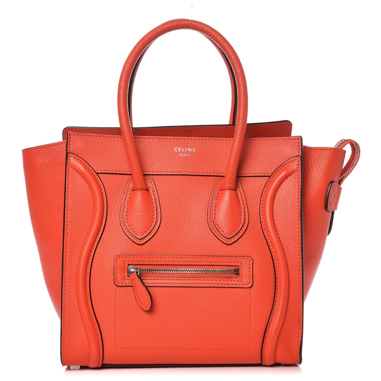 Celine Drummed Calfskin Micro Luggage Vermillion 1 of 9