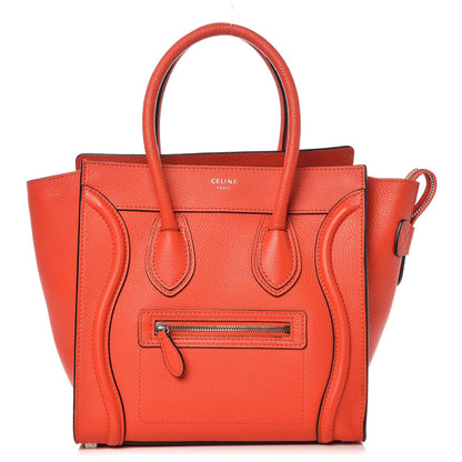 Celine Drummed Calfskin Micro Luggage Vermillion 1 of 9