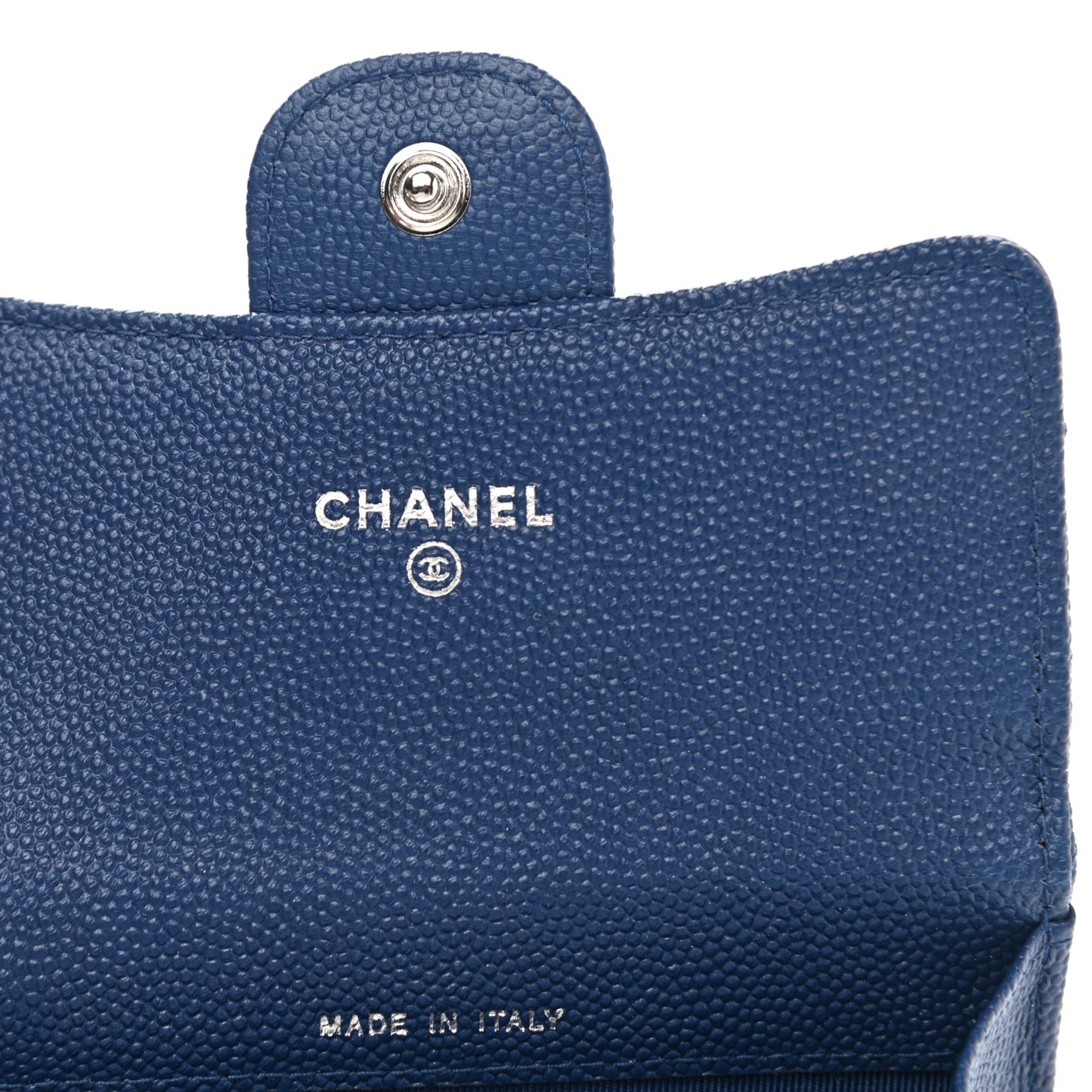 Caviar Chevron Quilted Flap Card Holder Dark Blue