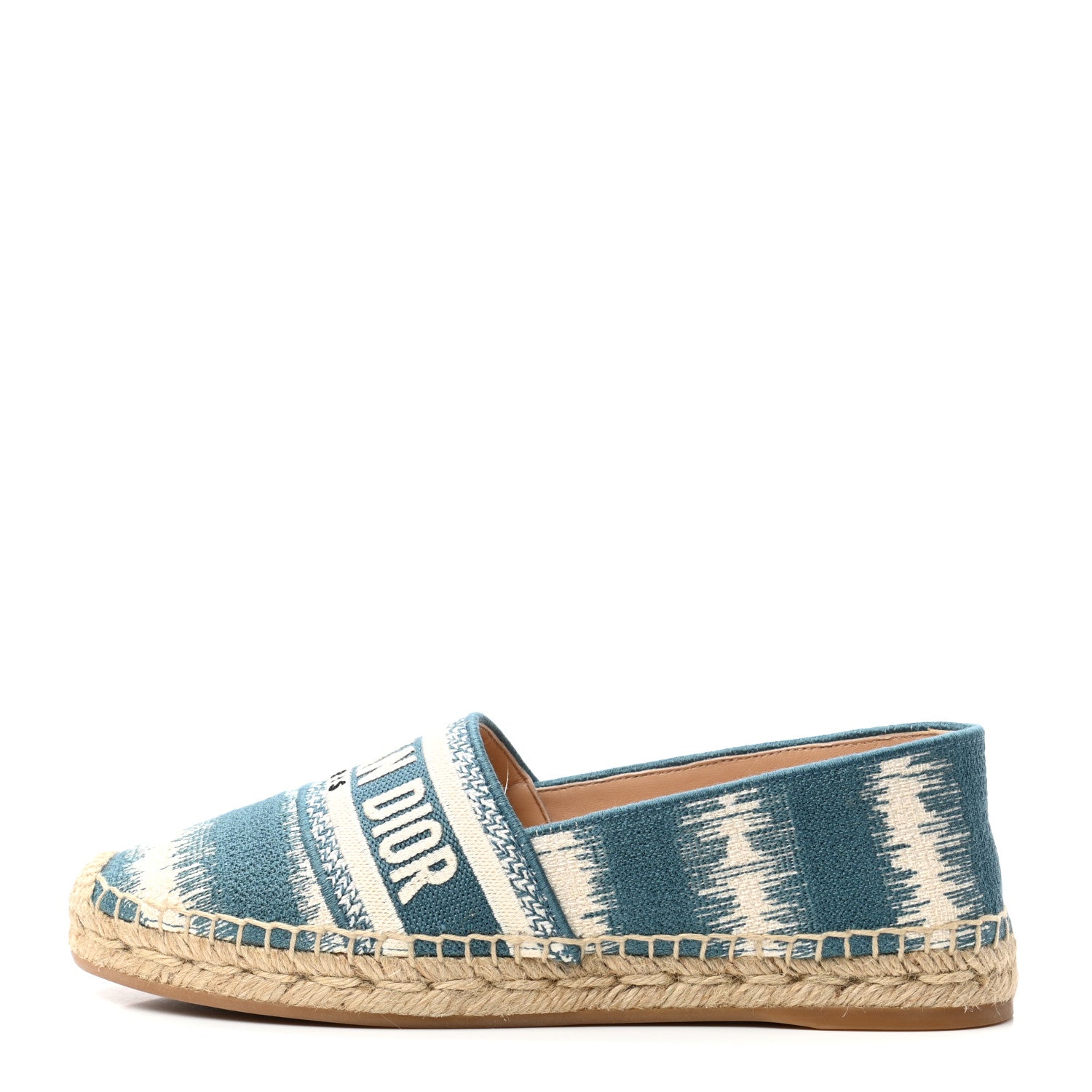 Christian Dior Cotton D-Stripes Embroidered Granville 15mm Espadrilles 37.5 Deep Ocean 1 of 8