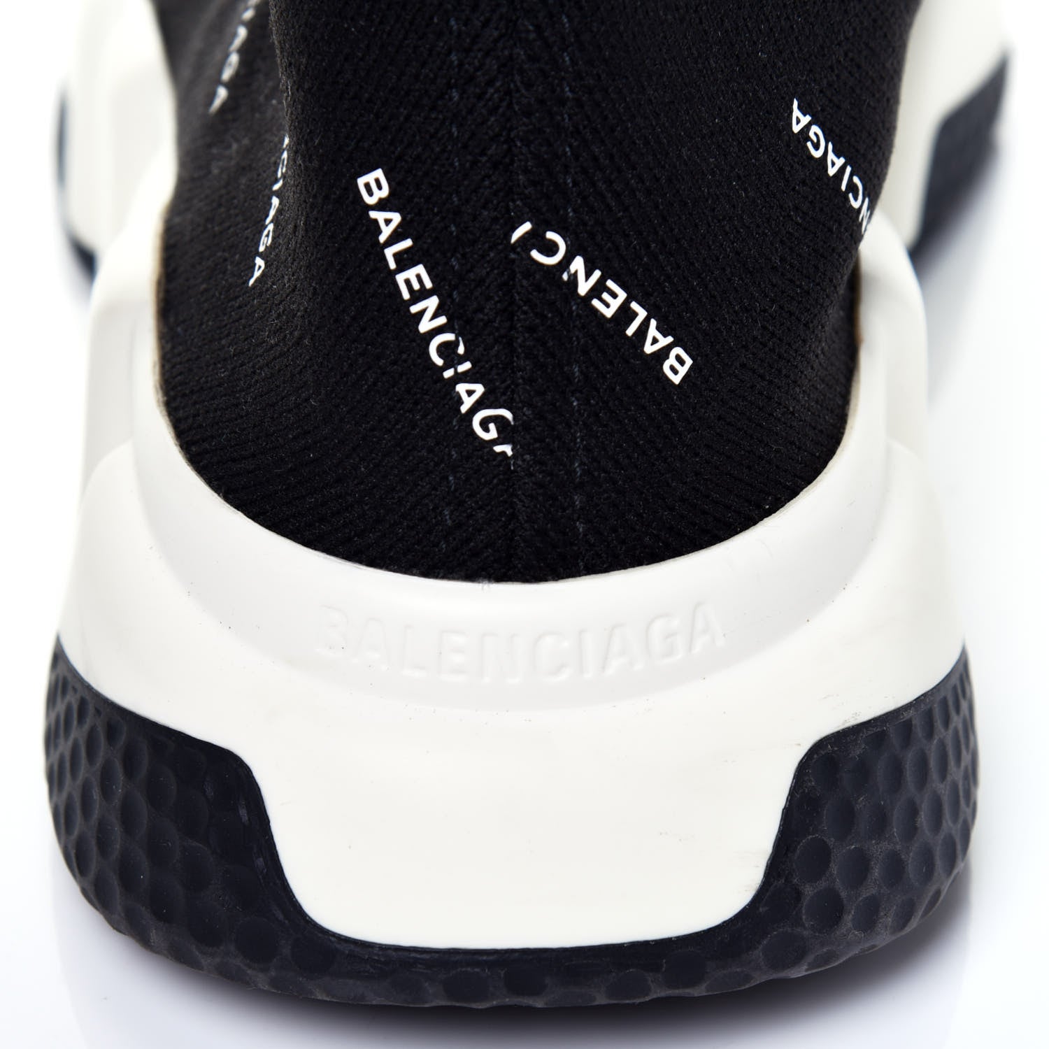 Balenciaga Neoprene Knit Allover Logo Bi-Color Sole Womens Speed Sneakers 36 Black White 8 of 8