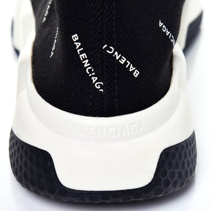 Balenciaga Neoprene Knit Allover Logo Bi-Color Sole Womens Speed Sneakers 36 Black White 8 of 8