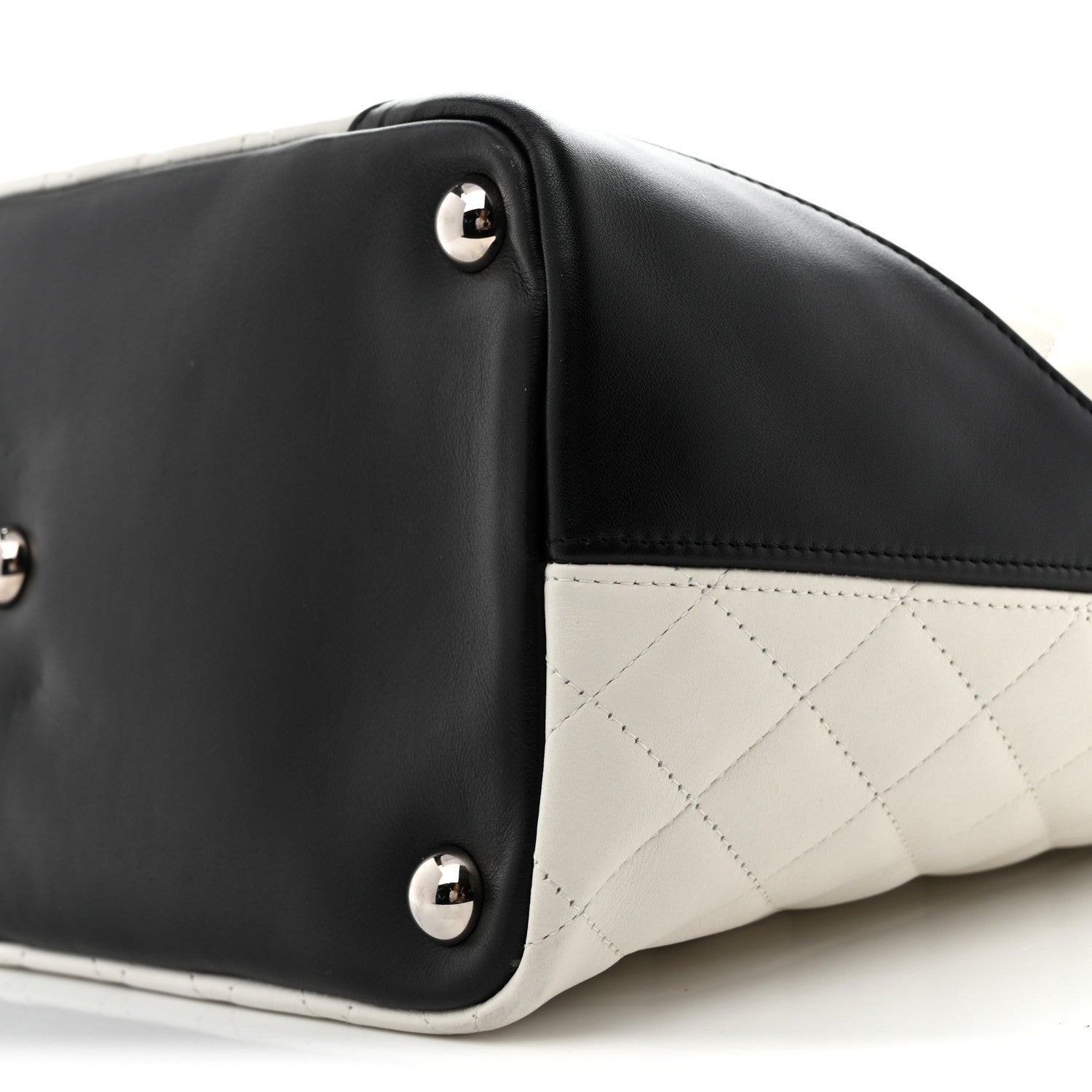Chanel Calfskin Quilted Large Cambon Tote White Black 10 of 13