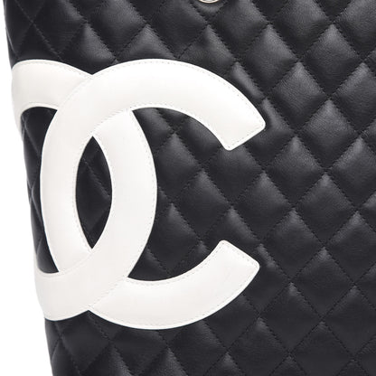 Chanel Calfskin Quilted Large Cambon Tote Black White 12 of 14