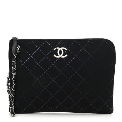 Chanel Neoprene Lambskin Printed Stitch Pouch With Handle Black 1 of 10