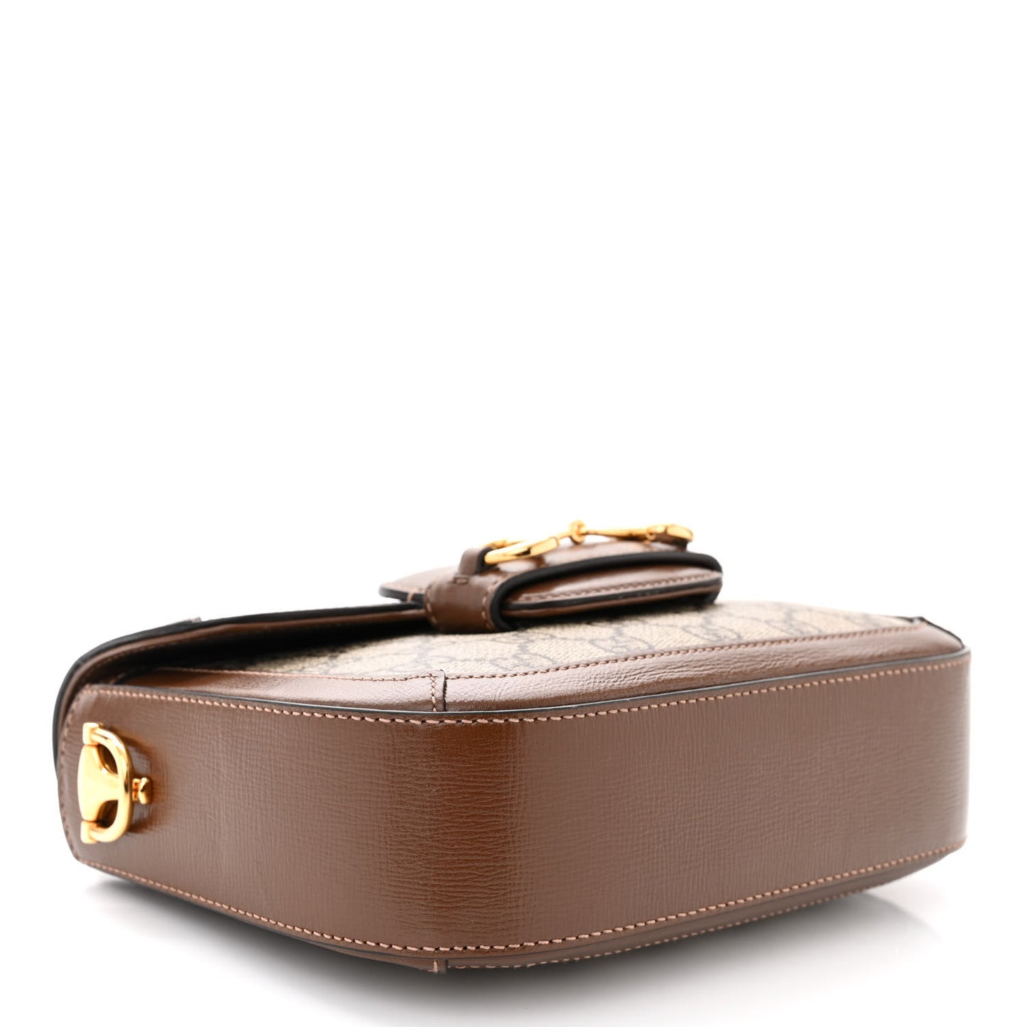 GG Supreme Monogram Web Mini Horsebit 1955 Shoulder Bag Beige Brown Sugar