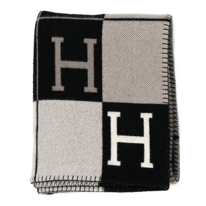 Hermes Wool Cashmere Avalon III Blanket Ecru Black 1 of 4