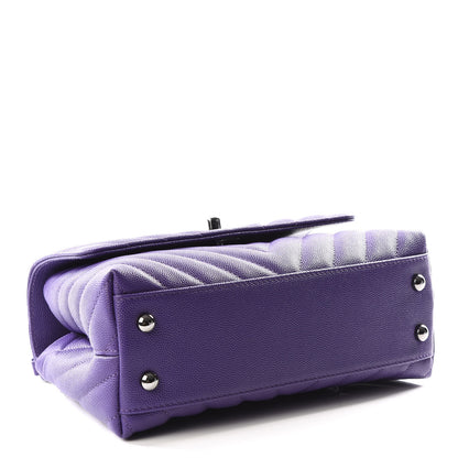Chanel Caviar Chevron Quilted Mini Coco Handle Flap Purple 3 of 11