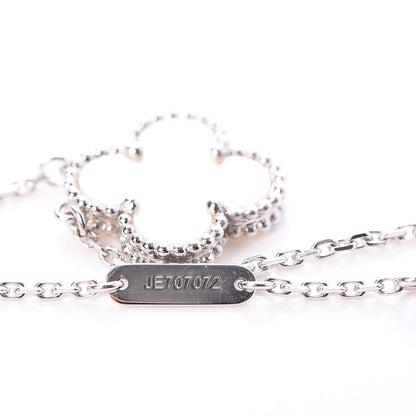 Van Cleef & Arpels 18K White Gold Mother of Pearl Vintage Alhambra Pendant Necklace 7 of 7