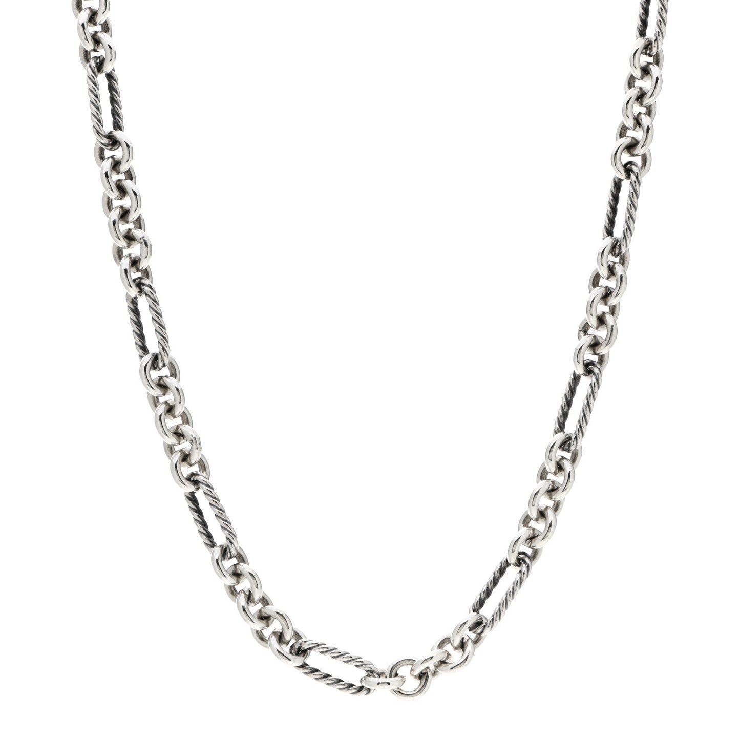 Sterling Silver 18K Yellow Gold Figaro Link Toggle Necklace