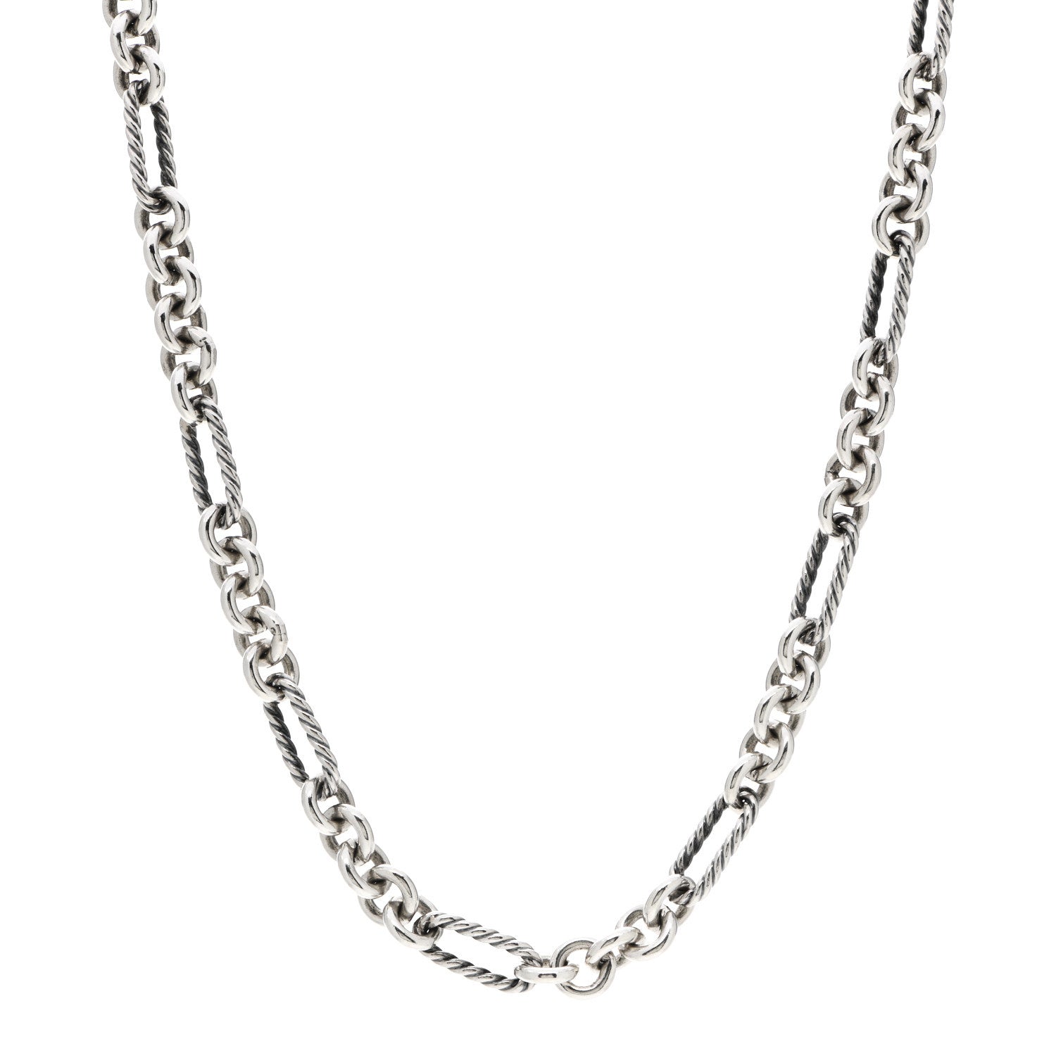 David Yurman Sterling Silver 18K Yellow Gold Figaro Link Toggle Necklace 1 of 4