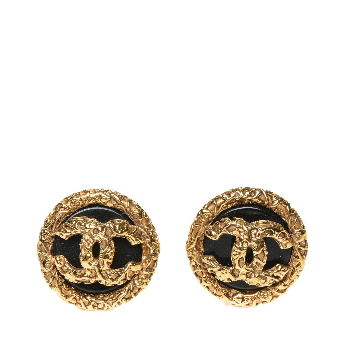 CC Clip On Earrings Black Gold