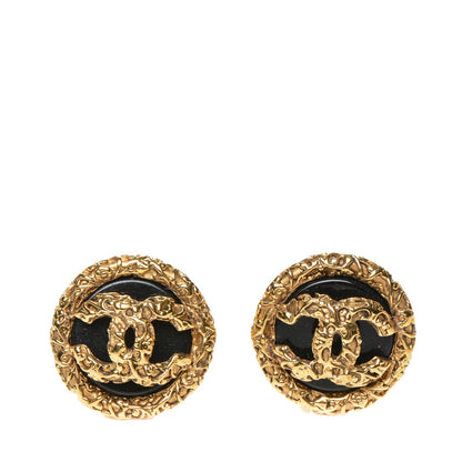Chanel CC Clip On Earrings Black Gold 1 of 4