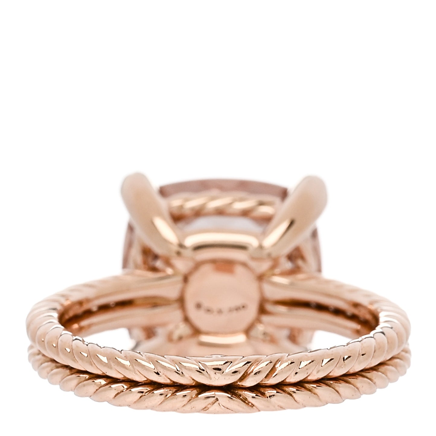 18K Rose Gold Diamond Morganite 11mm Chatelaine Ring 52 6